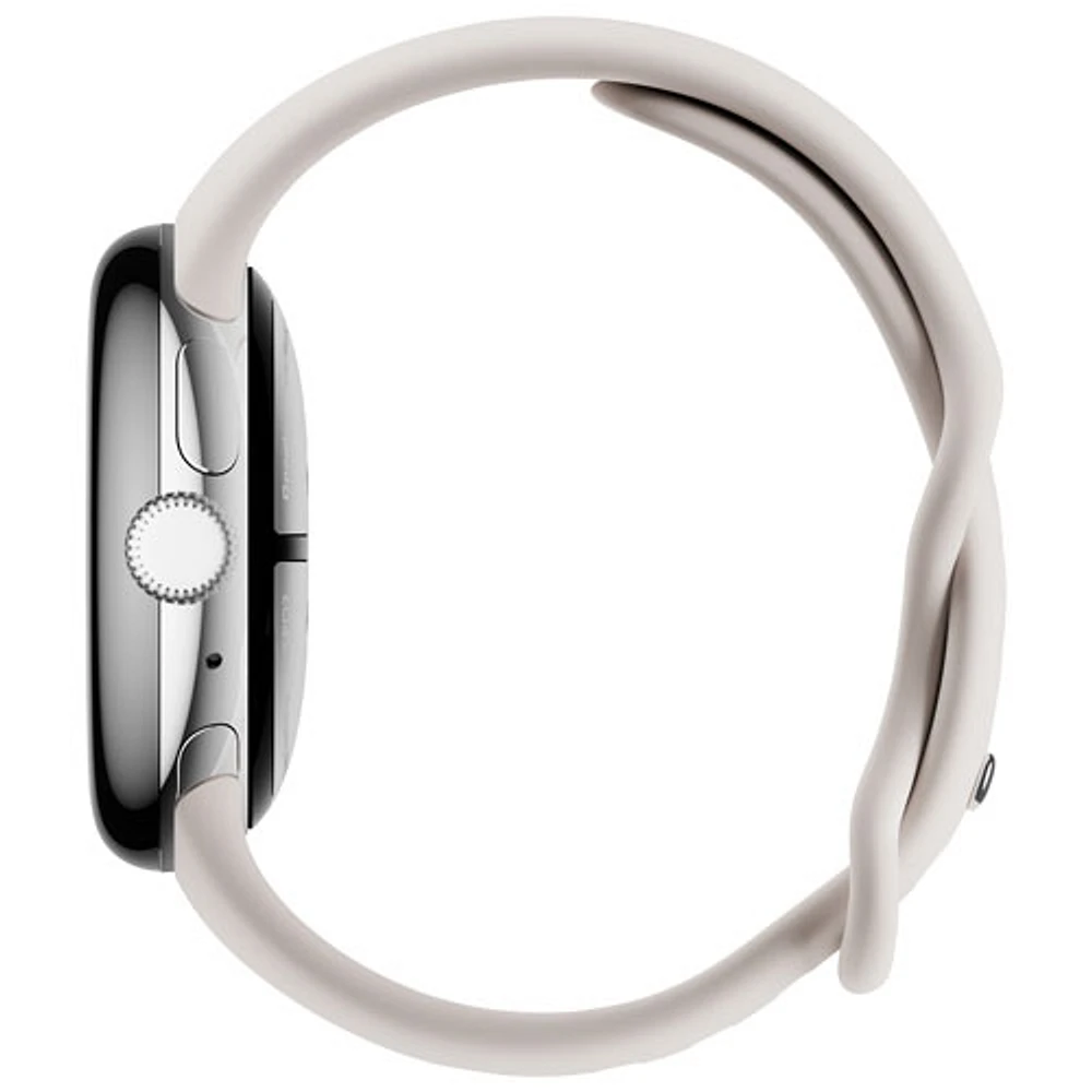 Montre Pixel Watch 2 (GPS) de Google avec boîtier en aluminium argenté de 40 mm et bracelet sport porcelaine