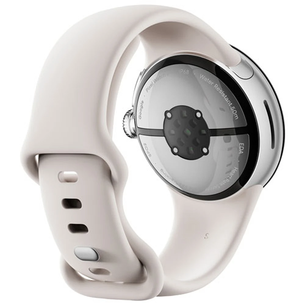 Montre Pixel Watch 2 (GPS) de Google avec boîtier en aluminium argenté de 40 mm et bracelet sport porcelaine