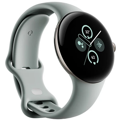 Montre Pixel Watch 2 (GPS + LTE) de Google avec boîtier en aluminium doré de 40 mm et bracelet sport vert lichen