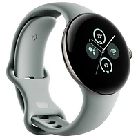 Montre Pixel Watch 2 (GPS + LTE) de Google avec boîtier en aluminium doré de 40 mm et bracelet sport vert lichen