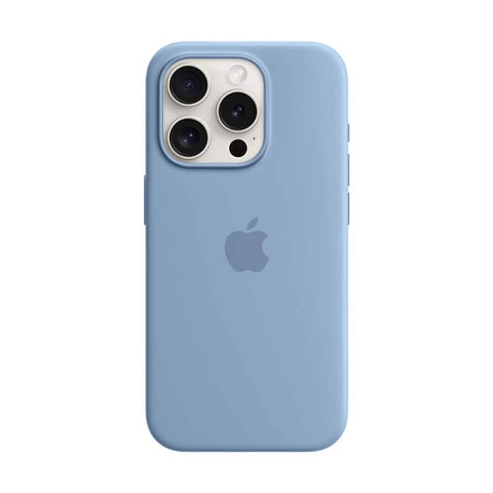 Étui souple ajusté en silicone avec MagSafe d'Apple pour iPhone 15 Pro - Bleu hivernal
