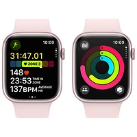 Apple Watch Series 9 (GPS) 45mm Pink Aluminium Case with Pink Sport Band - Medium / Large 160-210mm