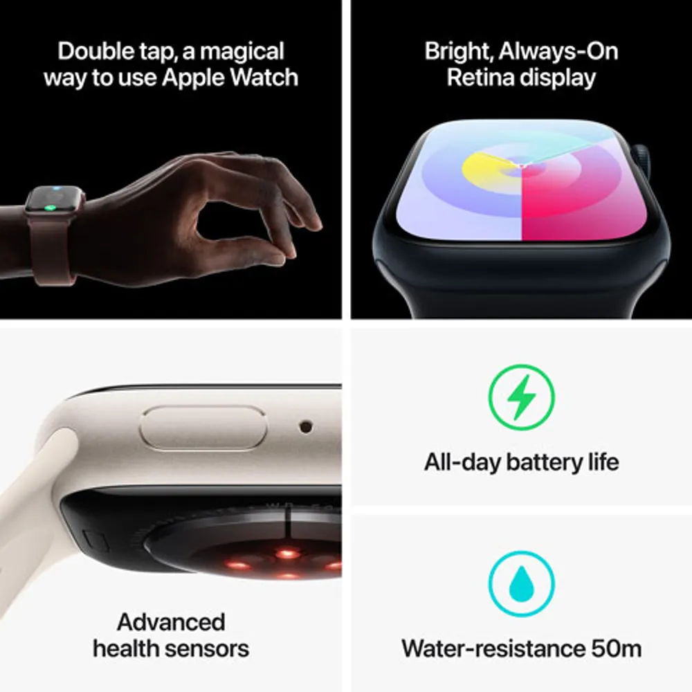 Apple Watch Series 9 (GPS + Cellular) 45mm Midnight Aluminium Case with Midnight Sport Band