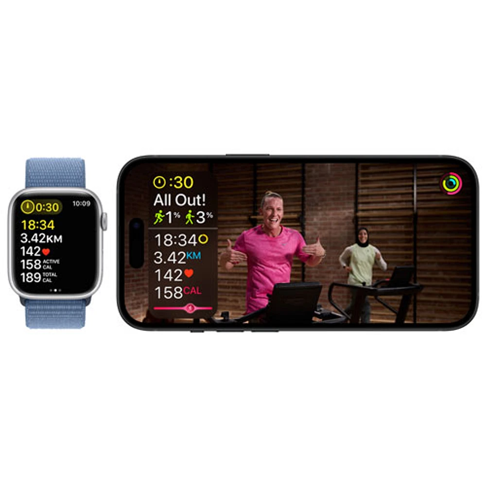 Apple Watch Series 9 (GPS) avec boîtier de 41 mm en aluminium comète et bracelet sport comète - Petit/Moyen 130-180 mm