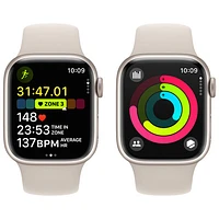 Apple Watch Series 9 (GPS) avec boîtier de 41 mm en aluminium comète et bracelet sport comète - Petit/Moyen 130-180 mm