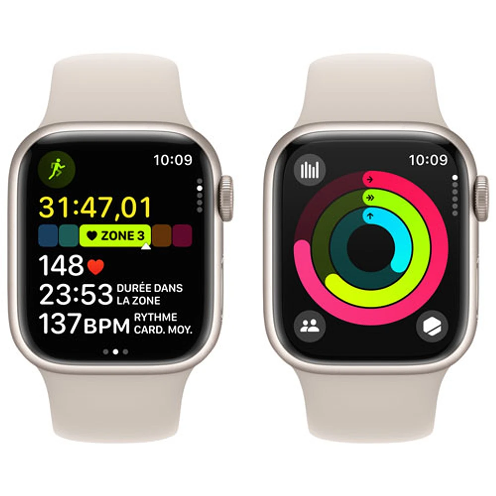 Apple Watch Series 9 (GPS) avec boîtier de 41 mm en aluminium comète et bracelet sport comète - Petit/Moyen 130-180 mm