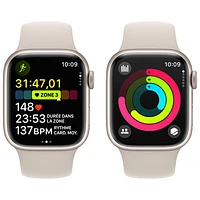 Apple Watch Series 9 (GPS) avec boîtier de 41 mm en aluminium comète et bracelet sport comète - Petit/Moyen 130-180 mm