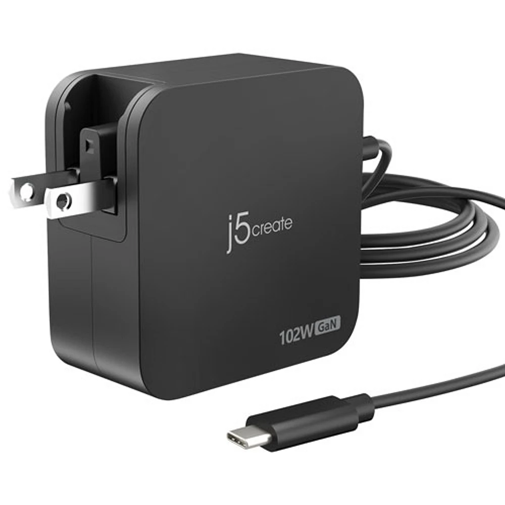 Chargeur mural à 2 ports USB-C PD de 102 W de j5create (JUP25102) - Noir
