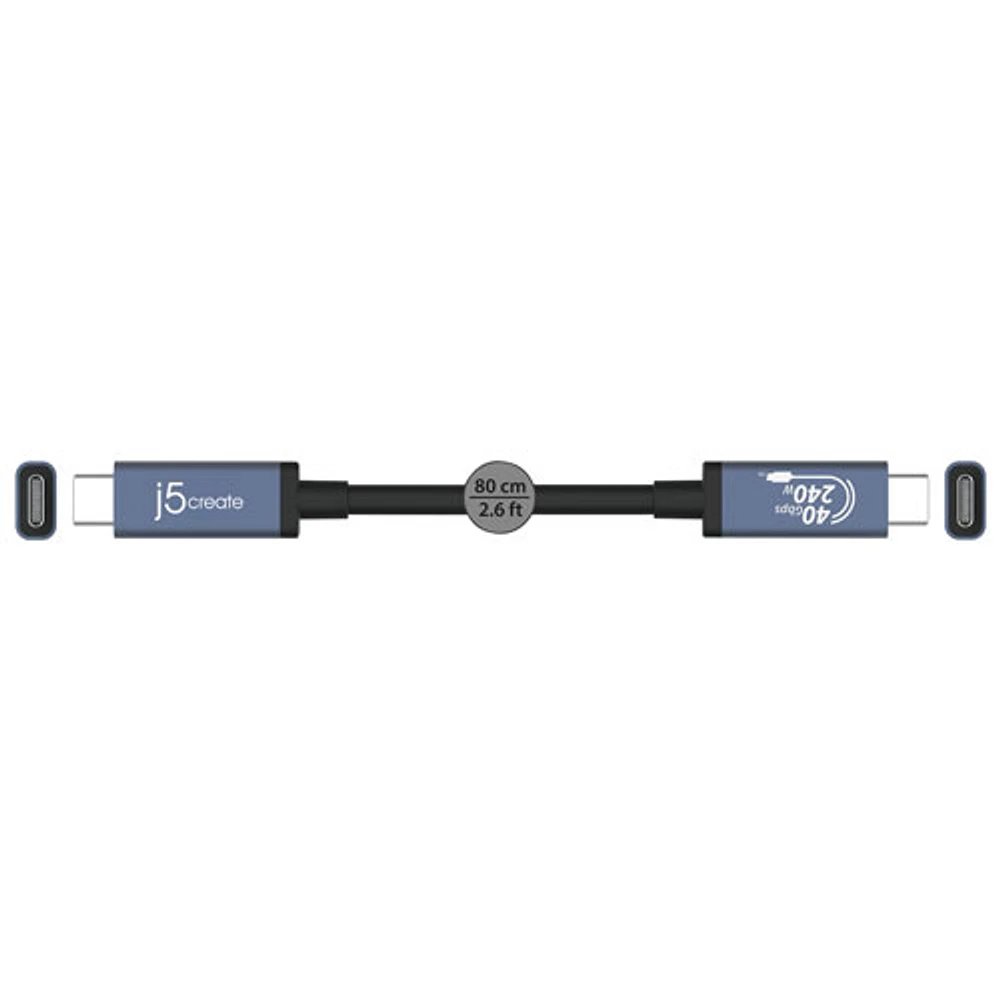 Câble USB-C de 40 Gb/s et 240 W de J5create (USB4 3e gén.) (JUC29L08)