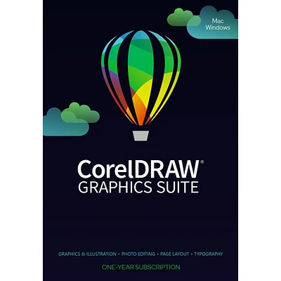 CorelDRAW Graphics Suite (PC/Mac) - 2 appareils - 1 an - Téléchargement numérique