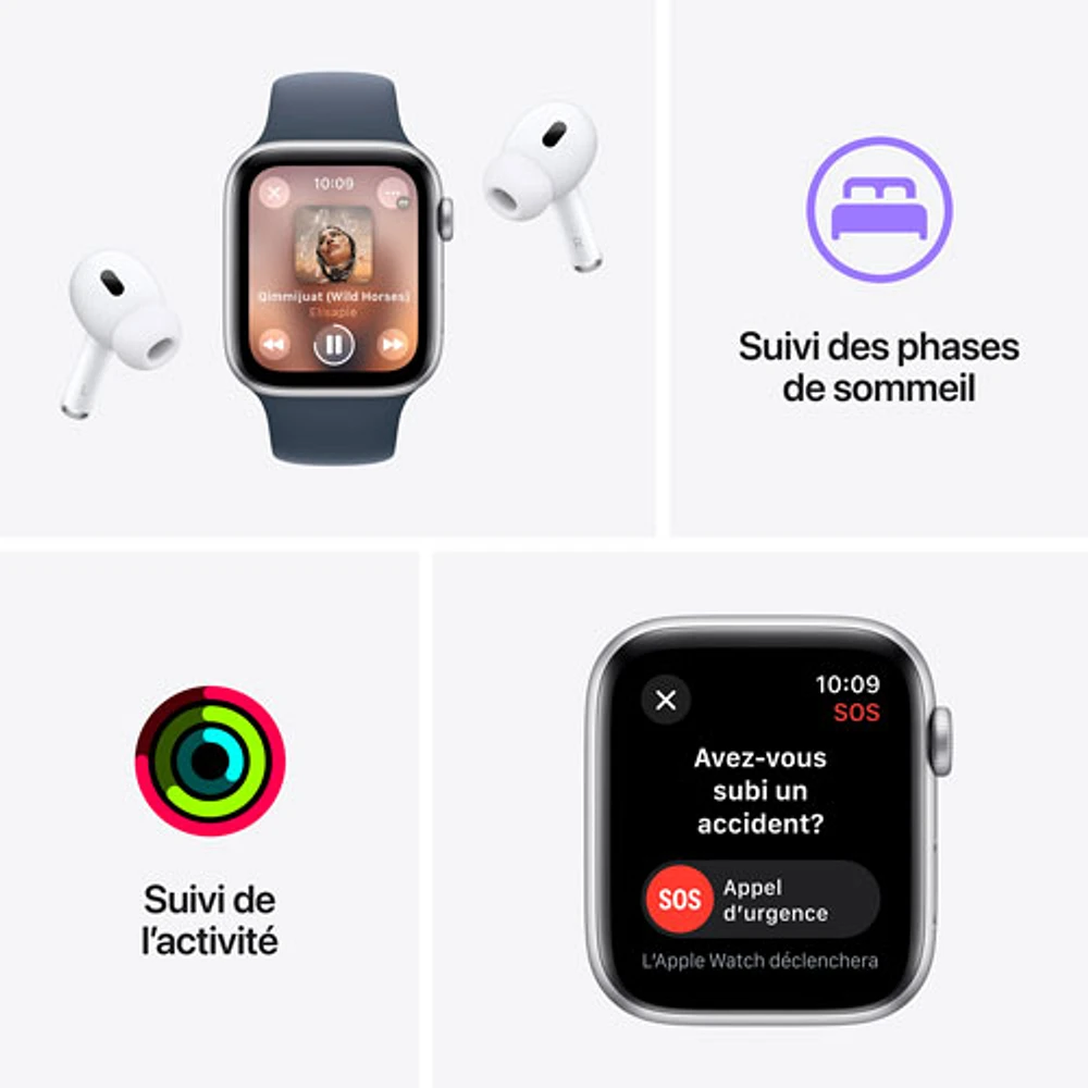 Apple Watch SE (GPS + Cellular) avec boîtier de mm en aluminium comète et bracelet sport comète par Rogers - Petit/Moyen
