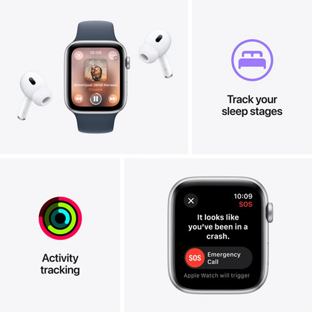 Apple Watch SE (GPS + Cellular) avec boîtier de mm en aluminium comète et bracelet sport comète par Rogers - Petit/Moyen