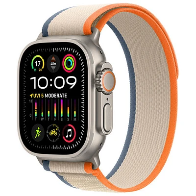 Apple Watch Ultra 2 (GPS + Cellular) avec boîtier de 49 mm en titane et bracelet Sentier orange/beige par Bell - Petit/Moyen - Financement mensuel