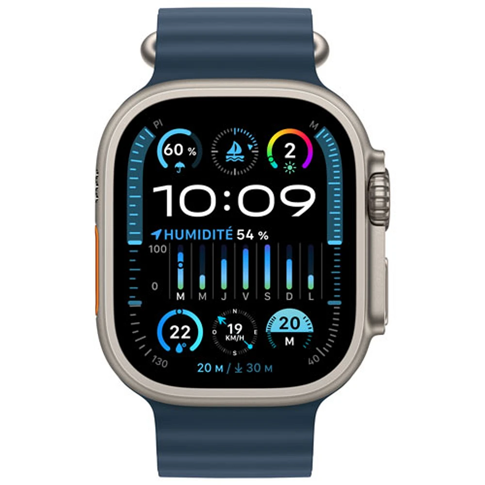 Apple Watch Ultra 2 (GPS + Cellular) avec boîtier de 49 mm en titane et bracelet Océan bleu par TELUS - Financement mensuel