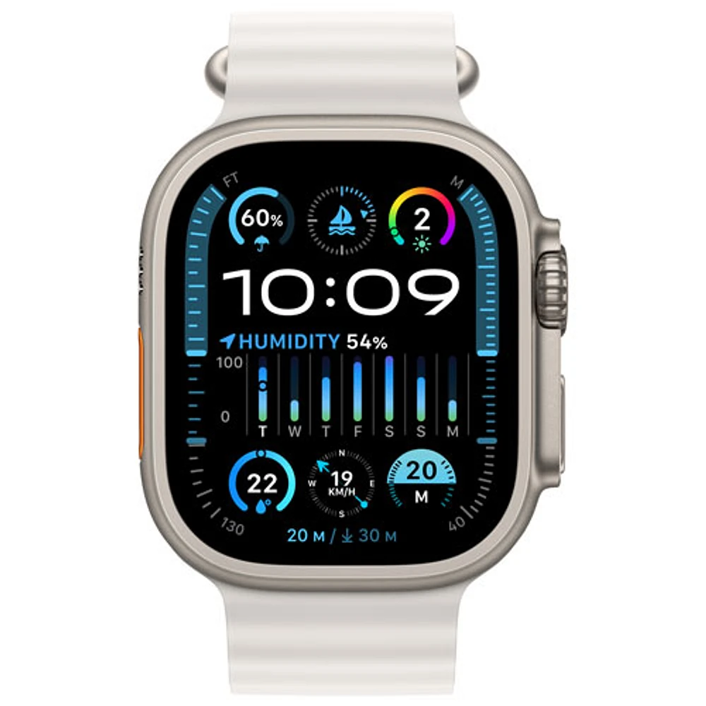 Apple Watch Ultra 2 (GPS + Cellular) avec boîtier de 49 mm en titane et bracelet Océan blanc par Rogers - Financement mensuel