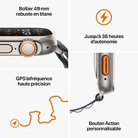Apple Watch Ultra 2 (GPS + Cellular) avec boîtier de 49 mm en titane et bracelet Océan orange par TELUS - Financement mensuel