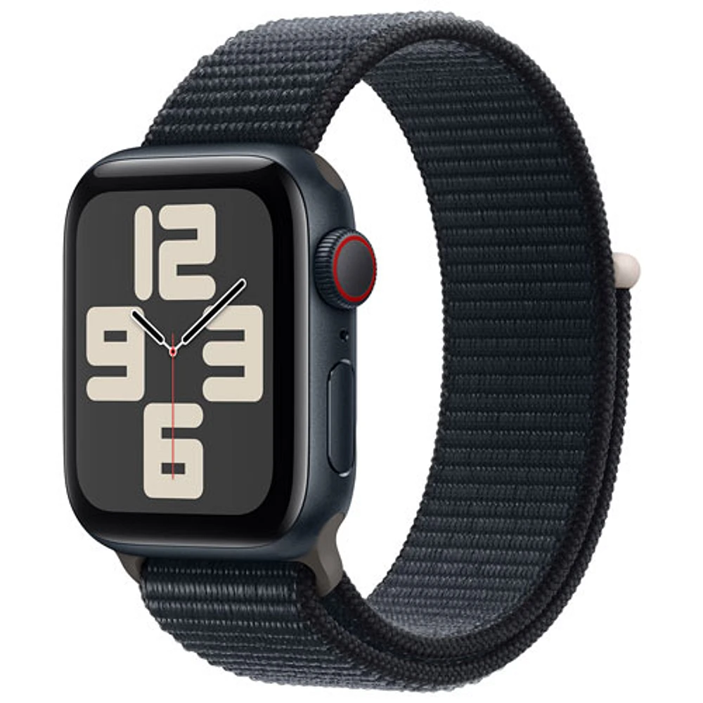 Apple Watch SE (GPS + Cellular) avec boîtier de mm en aluminium minuit et bracelet sport minuit par TELUS