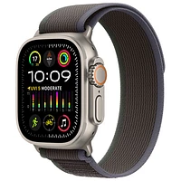 Apple Watch Ultra 2 (GPS + Cellular) avec boîtier de 49 mm en titane et bracelet Sentier bleu/noir par Rogers - Moyen/Grand - Financement mensuel