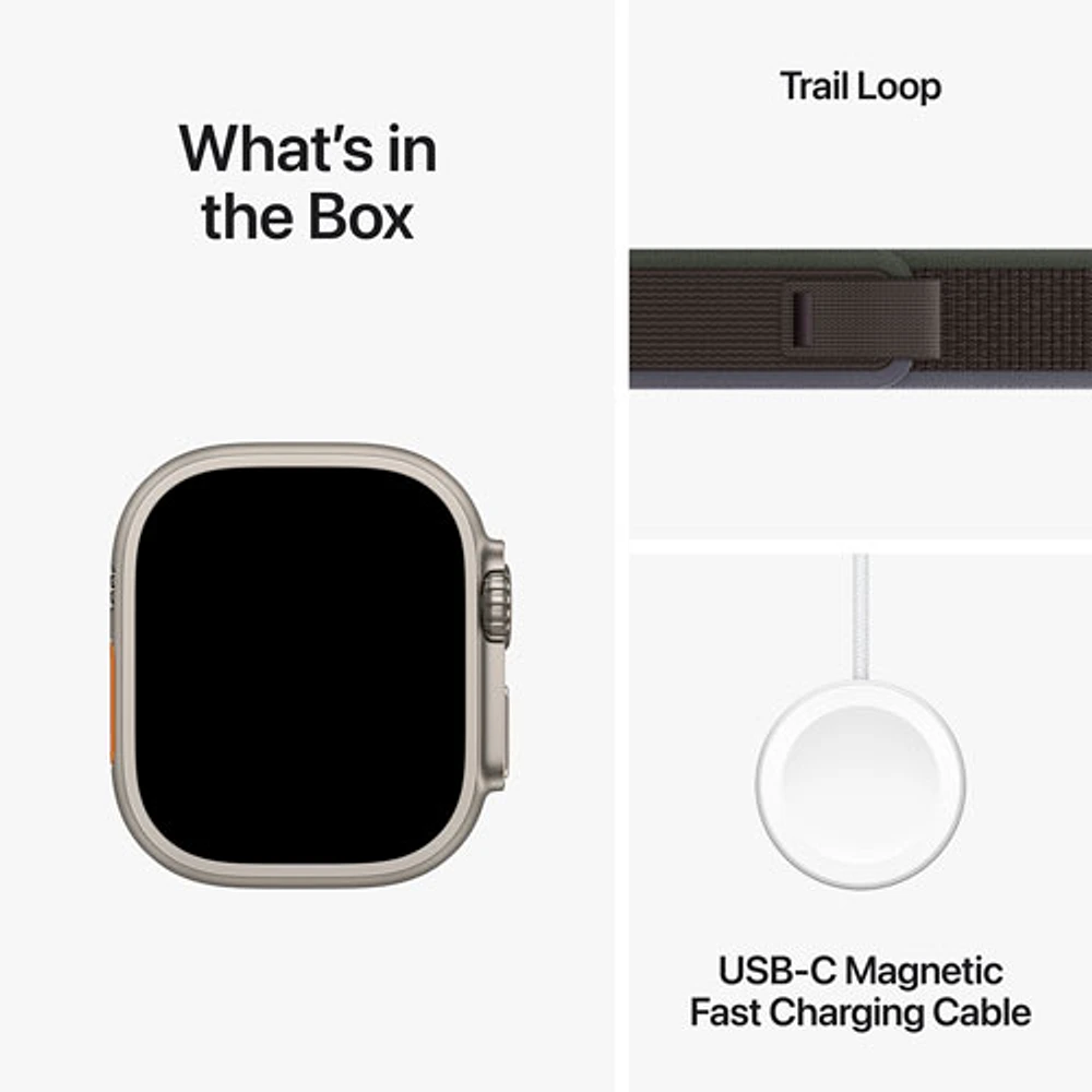 Apple Watch Ultra 2 (GPS + Cellular) avec boîtier de 49 mm en titane et bracelet Sentier bleu/noir par Rogers - Moyen/Grand - Financement mensuel