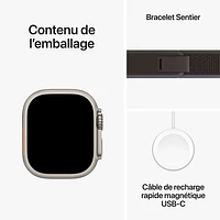 Apple Watch Ultra 2 (GPS + Cellular) avec boîtier de 49 mm en titane et bracelet Sentier bleu/noir par Rogers - Moyen/Grand - Financement mensuel