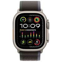 Apple Watch Ultra 2 (GPS + Cellular) avec boîtier de 49 mm en titane et bracelet Sentier bleu/noir par Bell - Petit/Moyen - Financement mensuel
