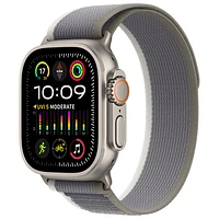 Apple Watch Ultra 2 (GPS + Cellular) avec boîtier de 49 mm en titane et bracelet Sentier vert/gris par Rogers - Petit/Moyen - Financement mensuel