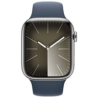 TELUS Apple Watch Series 9 (GPS + Cellular) 45mm Silver Stainless Steel Case w/Storm Blue Sport Band - M