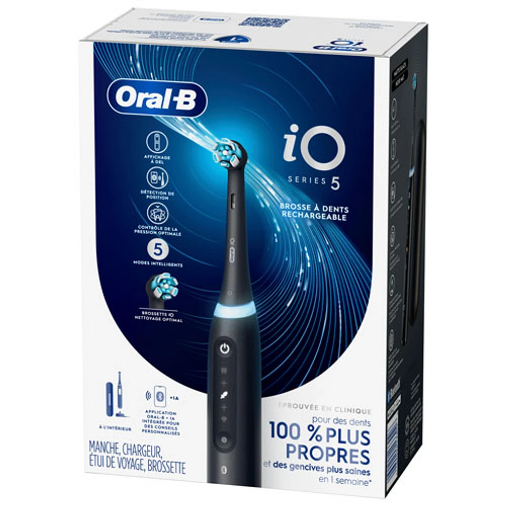 Brosse à dents électrique rechargeable iO de série 5 d'Oral-B - Noir