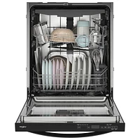 Whirlpool 24" 44dB Built-In Dishwasher with Stainless Steel Tub & Third Rack (WDT550SAPB) - Black