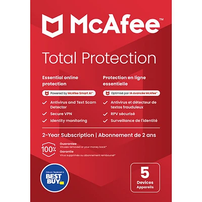 McAfee Total Protection (PC/Mac/iOS/Android) - 5 appareils - 2 ans - Exclusivité de Best Buy