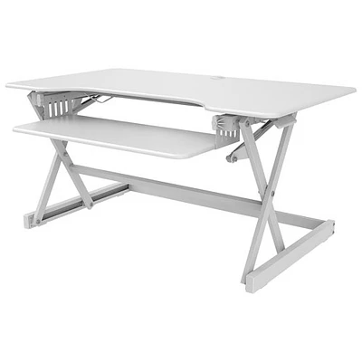 Surélévateur de bureau ergonomique ajustable de 40 po de largeur de Rocelco avec plateau pour clavier - Blanc