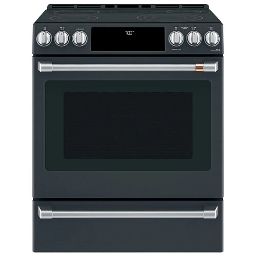 Cuisinière électrique encastrable à 5 éléments avec convection véritable et friture à l'air de 5,7 pi³ et 30 po Café (CCES700P3MD1) - Noir mat