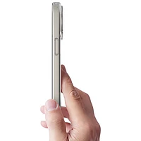 Étui rigide ajusté Signature Honeycomb d'E-Artistry avec MagSafe pour iPhone 15 Pro Max - Transparent/Blanc/Doré