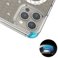 Étui rigide ajusté Signature Honeycomb d'E-Artistry avec MagSafe pour iPhone 15 Pro Max - Transparent/Blanc/Doré