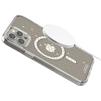 Étui rigide ajusté Signature Honeycomb d'E-Artistry avec MagSafe pour iPhone 15 Pro Max - Transparent/Blanc/Doré