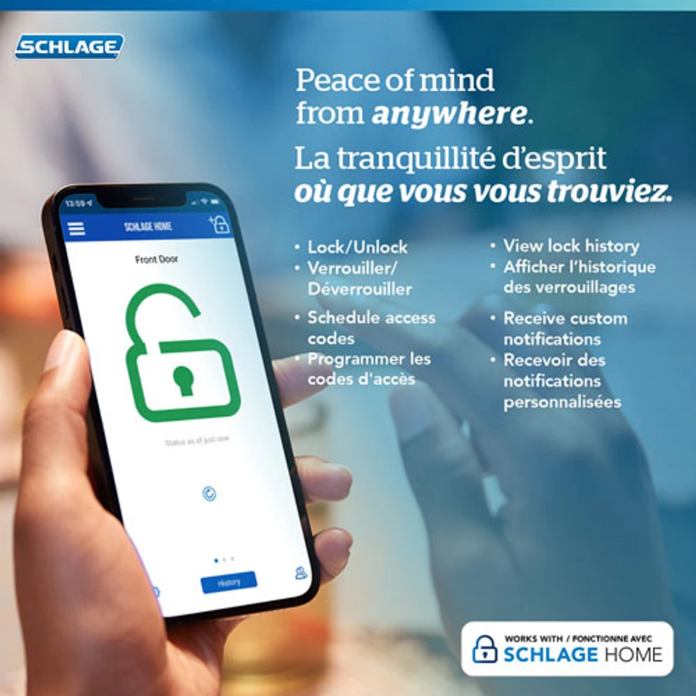 Serrure intelligente à pêne dormant Wi-Fi Encode Plus de Schlage - Nickel satiné