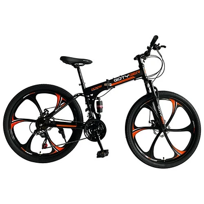 Vélo de montagne repliable à 21 vitesses de 24 po de GoTyger - Noir