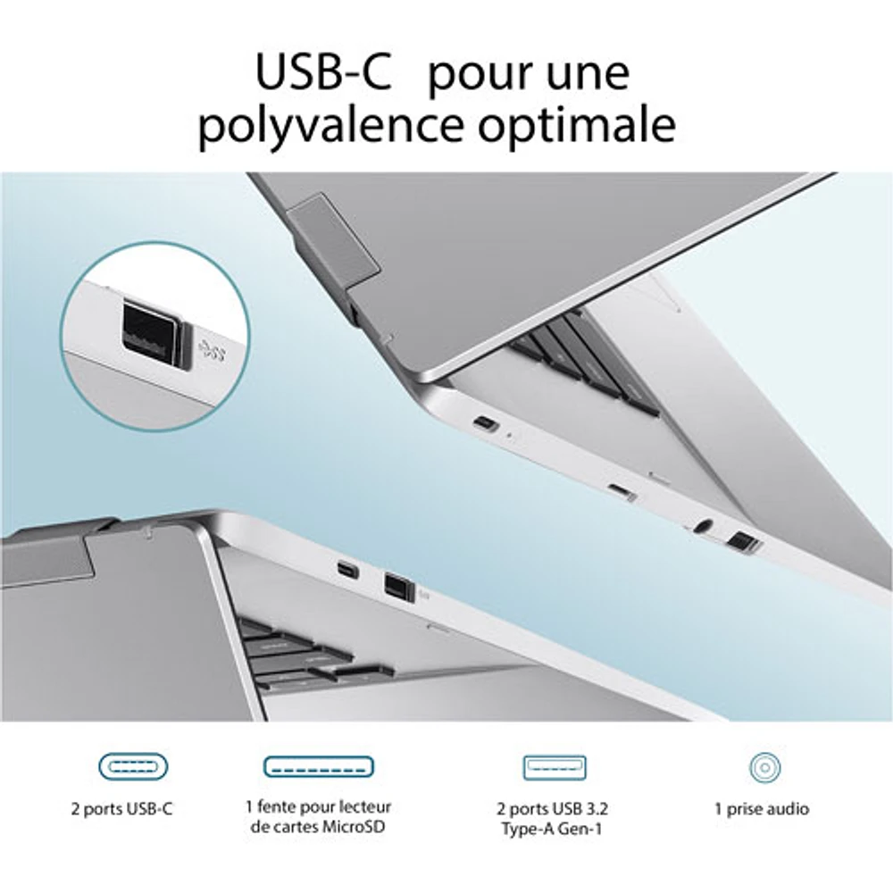 Chromebook de 15,6 po CX1 d'ASUS - Argenté transparent (Celeron N4500 d'Intel/64 Go/RAM 8 Go/ChromeOS)
