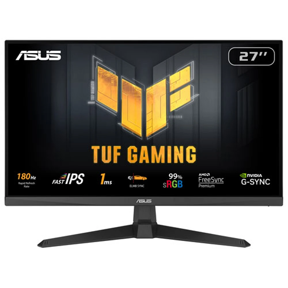 Moniteur de jeu G-Sync FreeSync DEL IPS HD intégrale 180 Hz de 27 po TUF d'ASUS avec temps de réponse de 1 ms gris à gris (VG279Q3A)