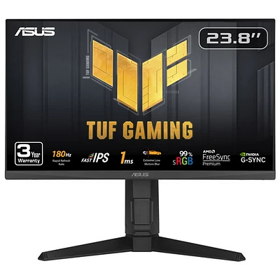 Moniteur de jeu G-Sync FreeSync DEL IPS HD intégrale 180 Hz de 23,8 po TUF d'ASUS avec temps de réponse de 1 ms gris à gris (VG249QL3A)
