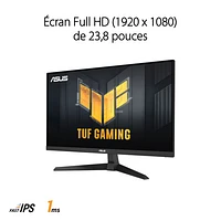 Moniteur de jeu DEL IPS HD intégrale 180 Hz de 23,8 po TUF d'ASUS avec temps de réponse de 1 ms gris à gris (VG249Q3A)