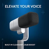 Logitech G Yeti Studio Active Dynamic XLR Broadcast Gaming Microphone w/ ClearAmp Active Preamp - White