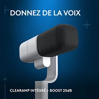 Logitech G Yeti Studio Active Dynamic XLR Broadcast Gaming Microphone w/ ClearAmp Active Preamp - White