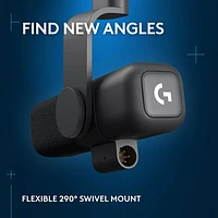 Microphone dynamique actif XLR de diffusion de jeu Yeti Studio de Logitech G avec préampli actif ClearAmp - Noir