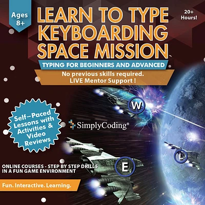 SimplyCoding Learn to Type Keyboarding Space Mission - Ages 8+ - Digital Download