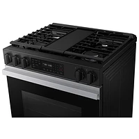 Samsung BESPOKE 30" 6 Cu. Ft. Fan Convection 5-Burner Slide-In Gas Range (NSG6DG8300SRAA) - Matte Black Stainless Steel