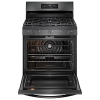 Frigidaire 30" 5.1 Cu. Ft. Fan Convection 5-Burner Gas Air Fry Range (FCRG3083AD) - Black Stainless