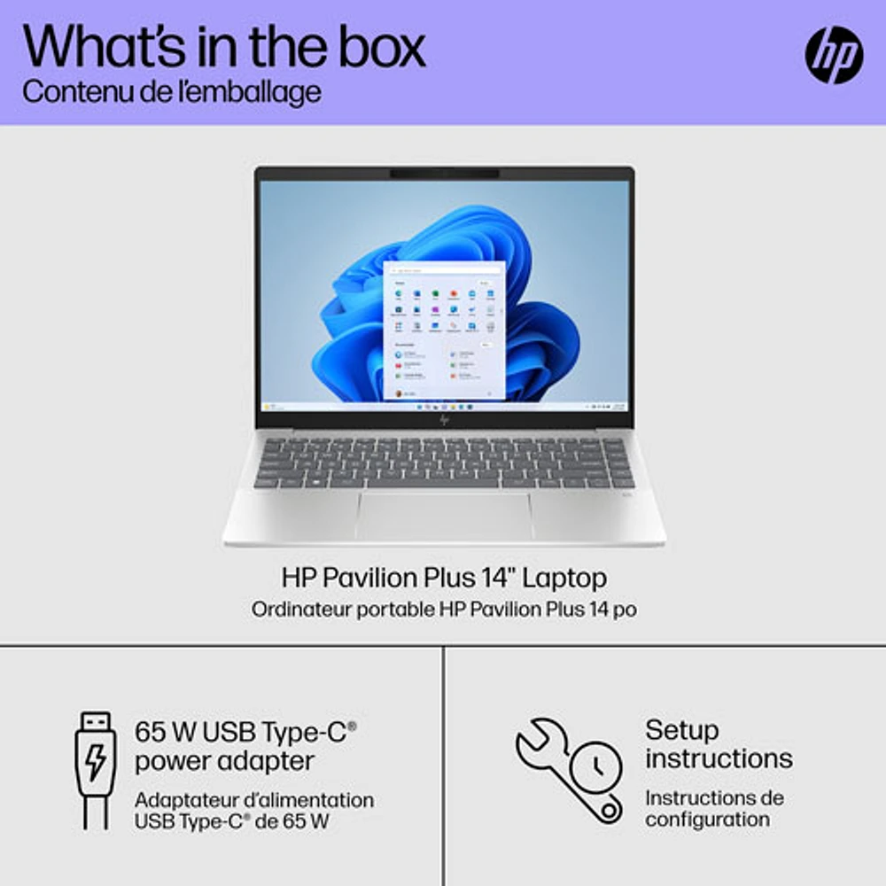 Portable de 14 po Pavilion Plus de HP (Core Ultra d'Intel avec Evo d'Intel/RAM Go/SSD 1 To