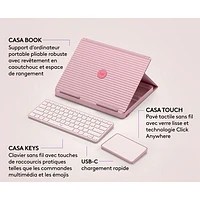 Logitech Casa Pop-Up Desk Kit with Laptop Stand, Keyboard & Touchpad for Laptop/MacBook (10-17") - Bohemian Blush