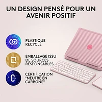 Logitech Casa Pop-Up Desk Kit with Laptop Stand, Keyboard & Touchpad for Laptop/MacBook (10-17") - Bohemian Blush